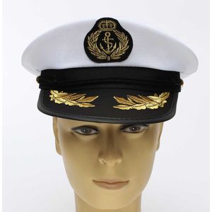 Wit Volwassen Yacht Boot Kapitein Hoed Marine Cap Sailor Kostuum Feestjurk Kleding Kostuum Partij Cosplay Dress Sailor Hoed