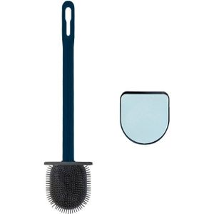 Siliconen Wc Borstel Platte Flexibele Zachte Haren Wc Borstel Met Sneldrogend Houder Set Badkamer Kloof Reinigingsborstel