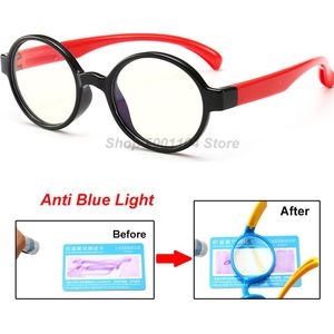 2022 Kids Anti Blauw Licht Glazen Frame Kinderen TR90 Siliconen Optische Bril Jongen Meisje Flexibele Ronde Brillen Beschermende