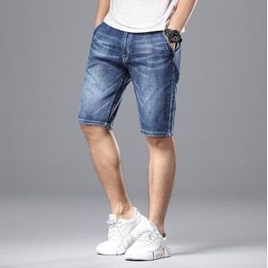 Mode Super Grote Jeans Zomer Dunne Rechte Elastische Knie Lengte Toevallige Heren Korte Plus Size 36384042444648