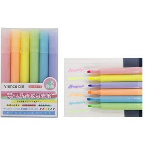 6Pcs Retro Kleur Markeerstift Set Morandi Candy Fluorescerende Marker Liner Pennen Voor Tekening Verf Dagboek Kantoor School A6846