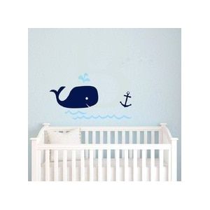 Nursery Baby Shower Walvis Anker Vinyl Wall Art, Nautische Marineblauw Muur Sticker Voor Kinderkamer Decor,