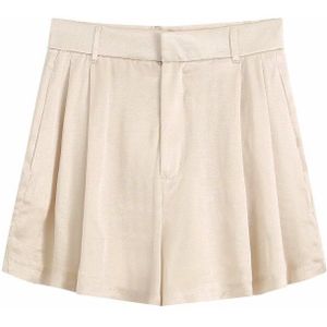 Vrouwen Solid Casual Slim Soft Satin Shorts Dames Side Pleats Chic Zipper Fly Drapped Shorts Pantalone Cortos P820