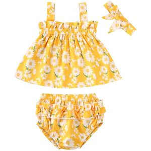 Baby Zomer Kleding Baby Peuter Baby Meisjes Bloemenprint Outfits Daisy Print Vest Tank Tops Shorts Kleding Sets