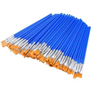 200 Stuks Platte Penselen Kleine Borstel Bulk voor Detail Schilderen Plastic staaf nylon haar platte kop pen Kind volwassen borstel Z828