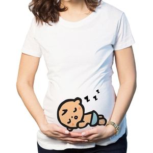 Funny Baby Face Print Pregnancy Tshirt Summer Casual T-shirt Grossesse short Tee Maternity Shirt for Pregnant Women