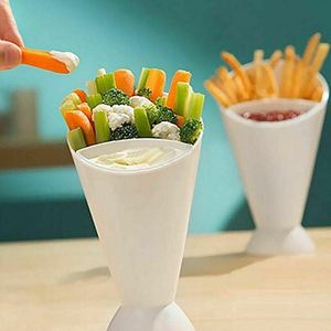 2 In 1 Draagbare Keuken Frieten Cup Met Dompelen Tool Cup Dip Cups Aardappel Salade Cup Jam Chip Kegel houder Aardappel V1V5