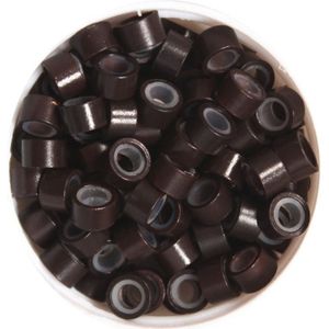 200 pcs 5mm Micro Ring Kralen Silicone Bead Link microringen voor Feather Hair Extension gereedschap 3 # donkerbruin