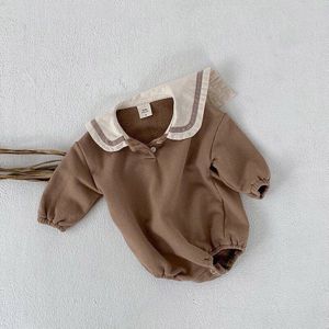 0-24M Autumn Baby Clothes Sailor Collar Baby Girl Bodysuits Cotton Long Sleeve Infant Toddler boys Jumpsuits