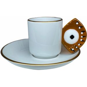 Eye Patroon Koffie Espresso Cup Turkse Koffie Oranje Evil Eye Bead