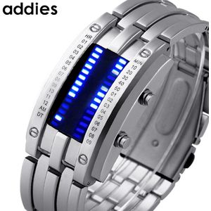 Mode Creatieve Sport Horloge Mannen Roestvrij Stalen Band Led Display Vrouw Horloges 3Bar Waterdichte Digitale Koppels Horloge Reloj