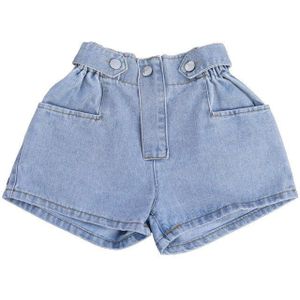 Zomer Baby Meisjes Knop Denim Shorts Met Pocket Kids Elastische Wacht Jean Shorts Voor Meisjes Leeftijd 4 5 6 7 8 9 10 11 12 13 Jaar Oud