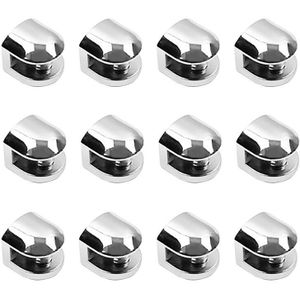 12Pcs Glas Beugels Verstelbare Zinklegering Glas Clip Plank Klem Houder Flat Terug Mount Houder Voor Trap Leuning