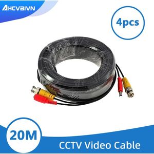 4 Stuks * 65ft(20M) Bnc Video Power Siamese Kabel Voor Cctv Surveillance Camera Accessoires Dvr Kit