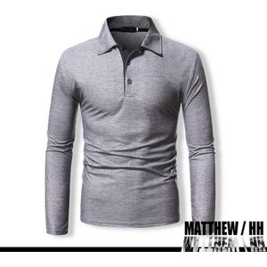 Mannen Casual Polo Shirt Mannelijke Staande Kraag Lange Mouw T-shirt Mannen Campus Business Top L027