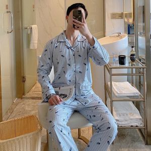 Xizou Herfst Lente Lange Mouw Man Pyjama Sets 100% Katoen Print Pyjama Mannen Casual Nachtkleding Homewear Plus Size Xxxl Pijama