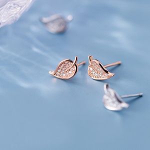 Mloveacc Trendy 925 Sterling Zilver Duidelijk Cz Crystal Leaf Stud Oorbellen Voor Vrouwen Bruiloft Engagement Oorbellen Mode-sieraden