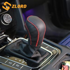 Zlord Lederen Auto Gear Hoofd Pookknop Cover Case voor VW Golf 6 7 MK6 MK7 GTI DSG Tiguan POLO BORA Passat B7 Tiguan Touran