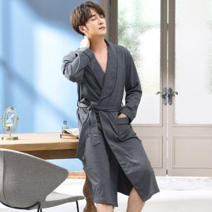 Puur Katoen Winter Herfst Casual Trainingspak Mannelijke Nachtkleding Mannen Badjas Riem Elegante Badkamer Spa Dikke Mannen Gewaad Grote Werven M-3XL