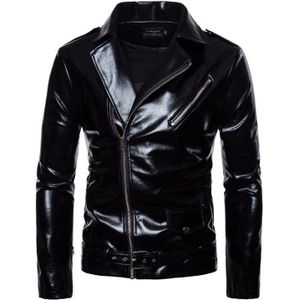 Europa/US Size S-XXL Zwarte Motorfiets Lederen Jas Mannen Herfst Ritsen Dunne Biker Jas Mannelijke Klassieke PU Leer jas