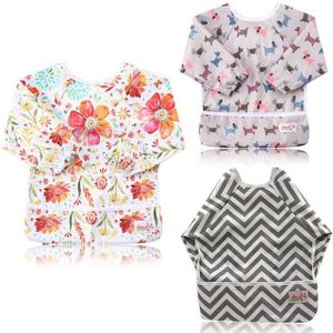 Ohbabyka Zak Voeden Slabbetjes Baby Shower Waterdichte Lange Mouwen Babyvoeding Kleding Unisex voor Kinderen 6-24Month 3 stks/pak