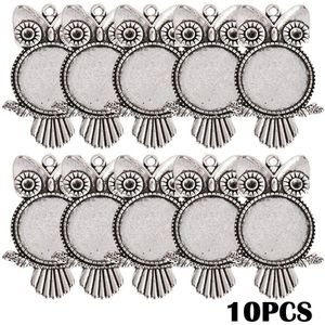 40 Pcs Boom Leven Uil Hanger Basisafstelling Met Ronde 25 Mm Glas Cabochon Lege Lade Voor Sieraden Maken Diy