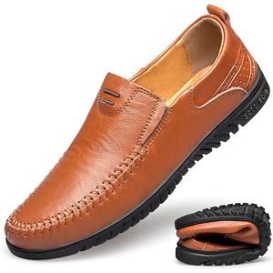 Britse Instappers Mode Lederen Schoenen Low Cut Ademend Peas Schoenen Zacht Leer Zachte Zool Business Casual Mannen schoenen