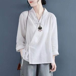 Vrouwen Traditionele Chinese Stijl Retro Qipao Tops Casual Katoen Linnen Hanfu Zen Thee Kung Fu Tai Chi Vest Oosterse Kleding