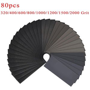 9*3.6Inch Schuurpapier 320/400/600/800/1000/1200/1500/2000 Grit Zwarte siliciumcarbide 80Pcs