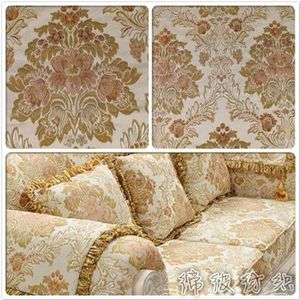 Europese Klassieke Goud Zijde Jacquard Sofa Stof Kussen Kussen Stof Gestoffeerde Doek Eetkamerstoel Doek Tafelkleed