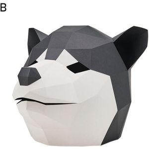 Akita Inu & Siberische Husky 3d Papier Hood Animal Party Drie-Dimensionale Diy Prestaties Halloween