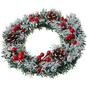 Kerst Krans Kunstmatige Dennenappel Rode Bessen Guirlande Decoratie Opknoping Voordeur Muur Boom Ornament