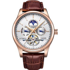 Luik Mode Horloge Luxe Lederen Tourbillon Horloge Automatische Mannen Horloge Mannen Mechanische Staal Horloges Relogio Masculino