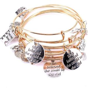 5Pcs Armband Set Zilveren Kleur En Gouden Kleur Armbanden Voor Vrouwen Meisjes Juwellen Liefde Hoop Geloof Brief Charm Armbanden c034