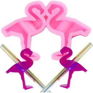3D Flamingo Stro Topper Siliconen Mallen Fondant Taart Decoreren Gereedschappen Snoep Klei Chocolade Mallen Diy Epoxyhars Mal