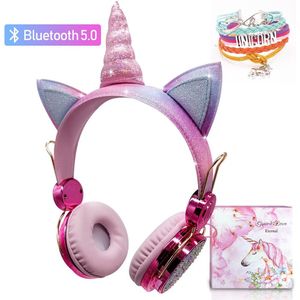 Eenhoorn Kids Draadloze Hoofdtelefoon Met Mic Leuke Meisjes Muziek Helm Laptop Cascos Bluetooth 5.0 Telefoon Gaming Headset Kinderen