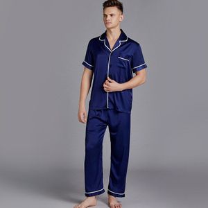 Pyjama Mannen Nachtkleding Zijde Rayon Mannen Nachtkleding Korte Mouwen Slaap Lounge Casual Mannelijke Nachtjapon Zachte Pyjama Set