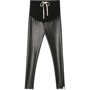 Herfst Trekkoord Hoge Taille Buik Lift Broek Voor Zwangere Vrouwen Mode Zwart Lederen Broek Warme Leggings Voor Moeder 209