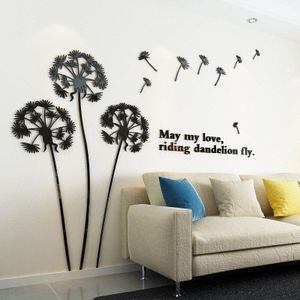 Diy home decoratie Spiegel muurstickers modern paardebloem Acryl sticker woonkamer TV achtergrond behang muurschildering