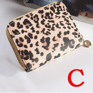 Vrouwen Portemonnee Korte Luipaard Print Pu Polsband Rits Tas Grote Capaciteit Multi-card Slots Mobiele Telefoon Tas card Case