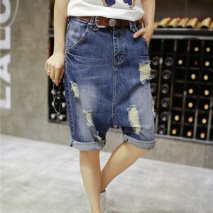 Zomer Lage Crotch denim Shorts Hip hop punk stijl Baggy Harem shorts Vintage Ripped Verslapping Skateboard Cowboy korte B80501