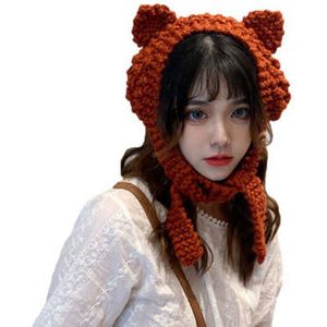 2022 Kikker Gebreide Beanie Hoed Vrouwen Herfst Winter Sweet Leuke Warm Koreaanse Hoofddeksel Student Meisje Mode Dikke Hoeden