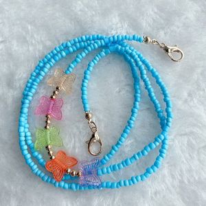 8 Kleuren Boho Kleurrijke Kralen Vlinder Anti-Verloren Gezicht Cover Lanyard Verstelbare Masker Ketting Houder Voor Vrouwen kids