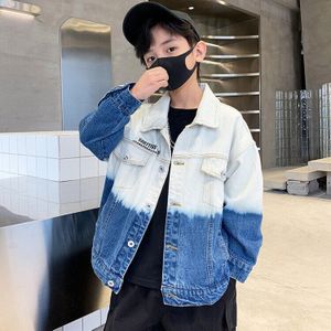 Jongen Lente Jas 2022 Kinderen Kleding Teen Gradiënt Denim Jas Kinderen Casual Patchwork Bovenkleding 3 4 5 7 9 10 11 12 13 14 Y