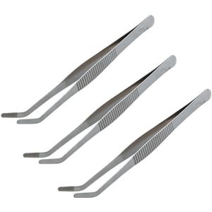 3X Silver Tone Metal Chinese Kongfu Cha Dao Thee Tong Pincet 7.4 Inch Lange