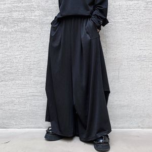 Vrouw Man Losse Rechte Wijde Pijpen Goth Mode Eenvoudige Casual Solid Pocket Dark Black Punk Broek Baggy Hip Hop Streetwear harajuku
