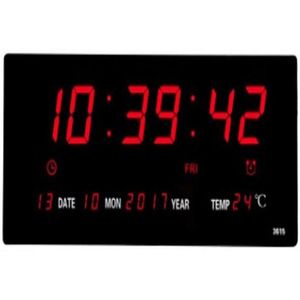 Woonkamer 6 Cijfers Led Kalender Wandklok Met Thermometer Power Off Tijd Geheugen Klok Grote Cijfers Plugin Wekker