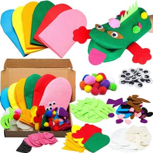 6Pcs Onderwijs Speelgoed Handpop Maken Kit Art Craft Vilt-Doek Sock Puppet Creatieve Diy Super Kit Voor kid Vroege Kinderen