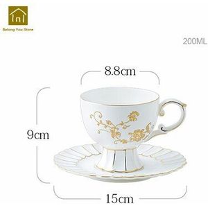 China Porselein Thee En Koffie Cup Set Thee Kopjes En Schoteltjes China Keramische Koper Luxe Ontbijt Kopjes Set Koffie Vaso WKD086