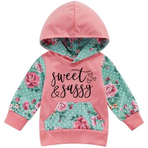 Meisje Sweatshirts Lente Herfst Katoen Kinderen Hooded Lange Mouwen Sweatshirt Bloemenprint Kids Meisjes Sweatshirts Tops